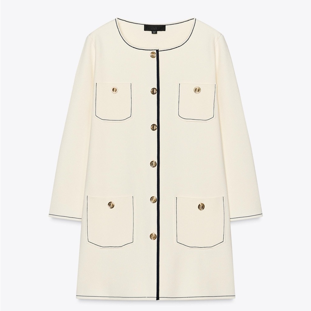 Zara Cream ling knit with Black Trim